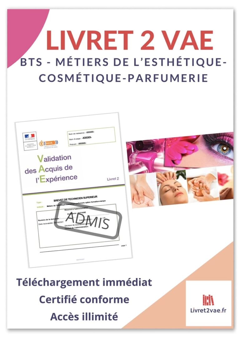 Livret 2 VAE BTS Spécialité Métier de l Esthétique Cosmétique